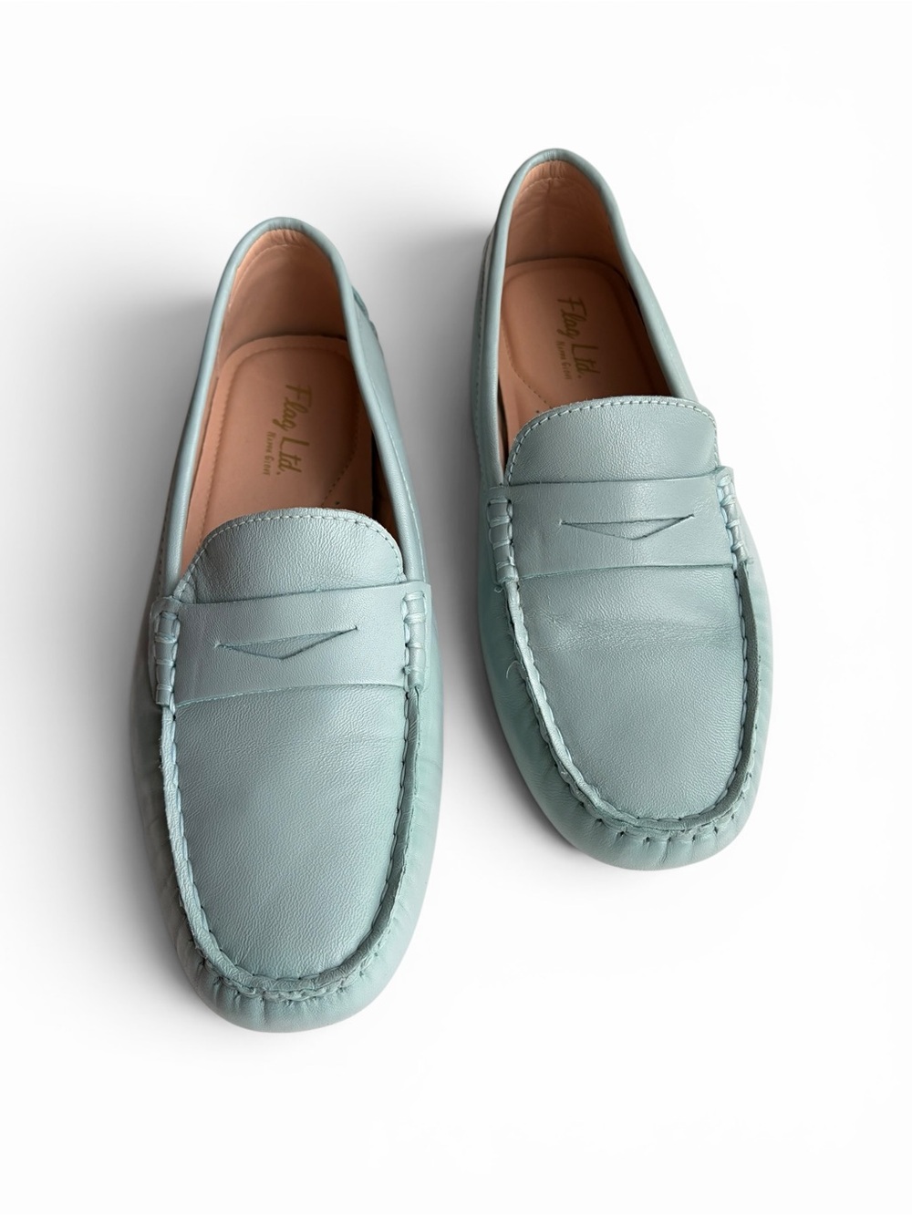 Flag Ltd Morgan Leather Penny Loafers in Tidal Blue Womens - Picture 2 of 16
